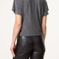 Ruby Aysymmetric Draped Cowl Neck Top Silver