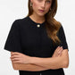 Gold Short Sleeve One Button Cardigan Black