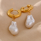 Large Pearl Hoop Earings