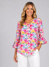 Zoe V Neck 3/4 Sleeve Top Pink