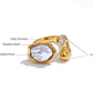 Abstract Pearl Cz Ring Gold