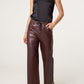 Evie Faux Leather Wide Leg Trousers Chocolate