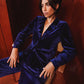 Gabriella Navy Velvet Blazer