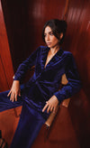 Gabriella Navy Velvet Blazer