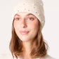 Rhinestone and Pearl Beanie Hat Cream