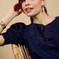 Navy Embroidered Top