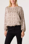 Cath Animal Print Bubble Top Brown