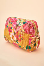 Load image into Gallery viewer, Large Quilted Washbag Impressionist Floral Mustard by Powder