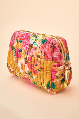Large Quilted Washbag Impressionist Floral Mustard by Powder