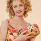 Small Quilted Vanity Bag Impressionist Floral Mustard