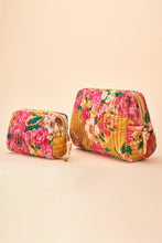 Load image into Gallery viewer, Small Quilted Vanity Bag Impressionist Floral Mustard
