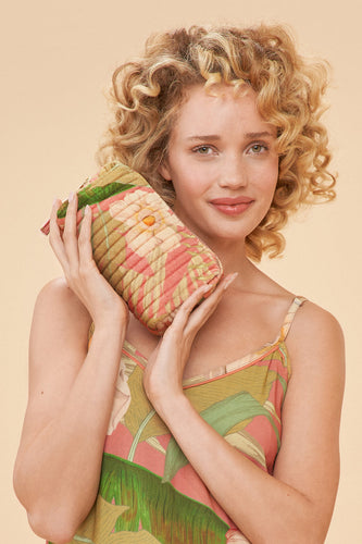 Small Quilted Wash Bag Delicate Tropical Candy by Powder