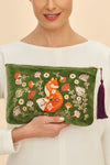 Velvet Embroidered Zip Bag Scandinavian Fox