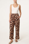Leopard Print Wide Leg Trousers