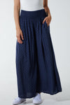 Mandy Wide Leg Culottes Trousers Navy