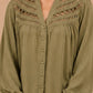 Olive Cutwork Detailed Shirt