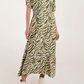 Leona Green & Pink Animal Print Midi Dress