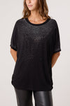 Nicola Embellished T Shirt Black
