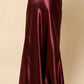 Marisol Cherry Red Satin Maxi Split Skirt
