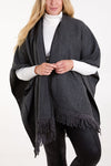 Paula Stich Hem tassle Cape Grey