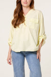 Jade V Neck Cotton Shirt Lemon