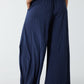 Mandy Wide Leg Culottes Trousers Navy