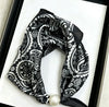 Satin Neck Scarf with Pearl Magnetic Closure PERLE-79 Black