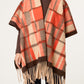 Heather Orange Check Poncho