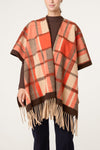 Heather Orange Check Poncho