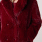 Rachel Faux Fur Double Breasted Coat Burgundy