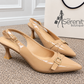 Sophia Patent Kitten Heels Beige