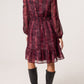 Jane Burgundy Snake Print Knee Length Dress