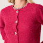 Autumn Floral Trim Cardigan Berry