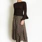 Nicky Check Print Midi Skirt Brown