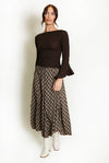 Nicky Check Print Midi Skirt Brown
