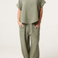 Leah Top and Barrel Leg Trousers Khaki