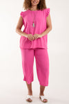 Lorrie Crop Trousers and Top Hot Pink