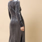 Francesca Pewter Velvet Midi Dress