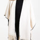 Paula Stitch Hem Tassel Cape Cream
