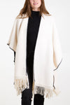 Paula Stitch Hem Tassel Cape Cream