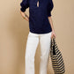 Navy Embroidered Top