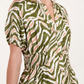 Leona Green & Pink Animal Print Midi Dress
