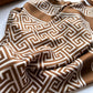 Brown Geometric Satin Neck Scarf