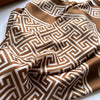 Brown Geometric Satin Neck Scarf