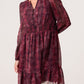 Jane Burgundy Snake Print Knee Length Dress