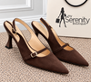 Evita Faux Suede Kitten Heels Chocolate Brown