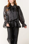 Petra Pearl Pussybow Blouse Black
