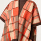 Heather Orange Check Poncho