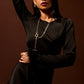 Riviera Black Satin Feather Sleeve Midaxi Dress