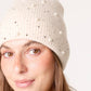 Rhinestone and Pearl Beanie Hat Cream